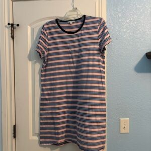 J.Crew Mercantile Striped T-Shirt Dress Navy/Red/White Sz L EUC